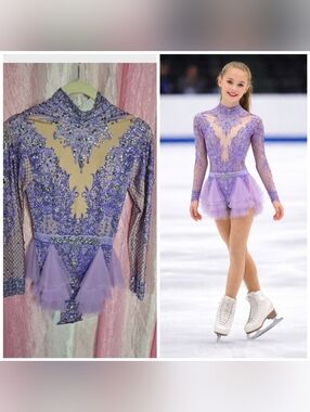 Custom Made Adult Professional Ice Skater Rhinestone Dress Liatard Size Medium